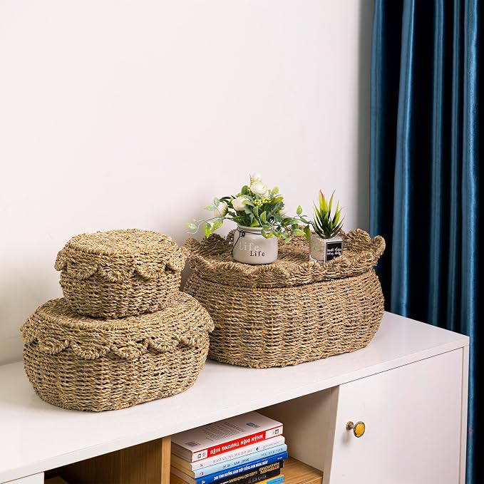 KOLWOVEN Set of 3 Wicker Storage Baskets - Image 2
