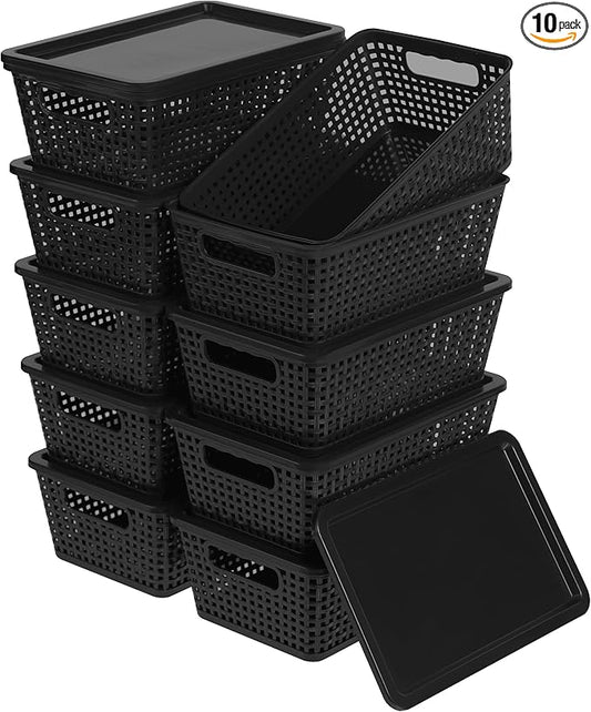 Plastic Storage Baskets With Lid, Storage Bins by Unknown