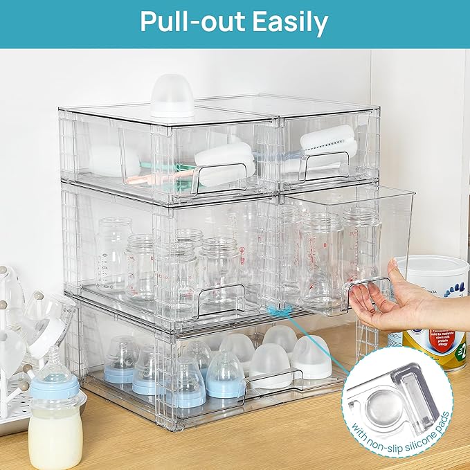 Vtopmart Clear Stackable Storage Drawers Set of 5, Easily Assemble Acrylic - Image 5