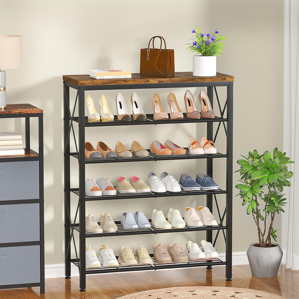 6-Tier Shoe Rack Organizer, Large Capacity Shoe Shelf with Metal Shelves, Hol...
