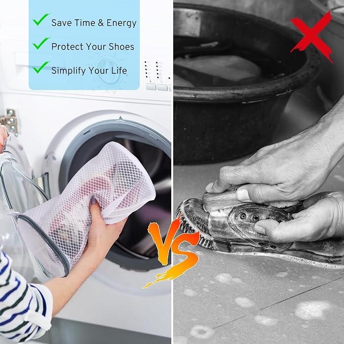 2 Pack 2 Size 120g Honeycomb Shoe Washing Machine Bag, Fabric Shoe Bag - Image 4