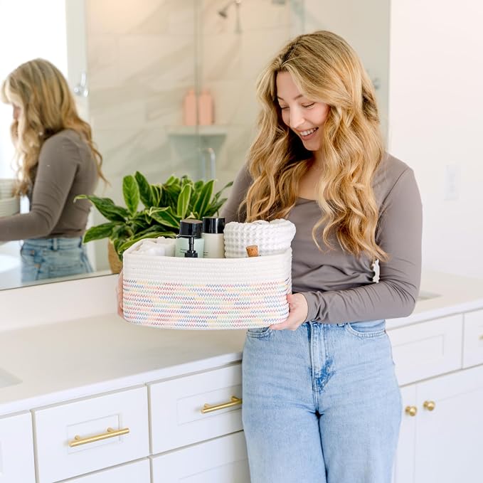 NaturalCozy 13.5”x8.5”x5.5” Rectangle Storage Baskets - Image 7
