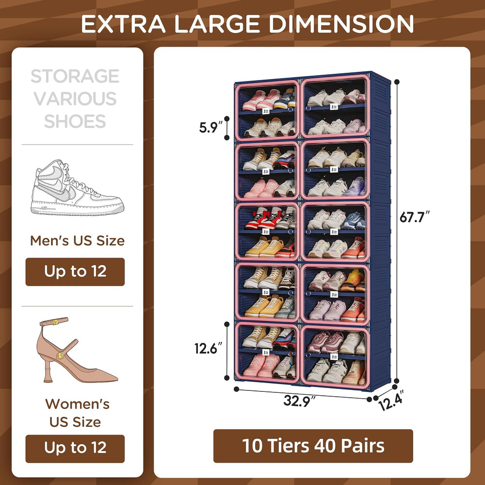 Vipbox Foldable Shoe Rack Organizer with 10-Tier Storage, Easy No-Tool Assemb...