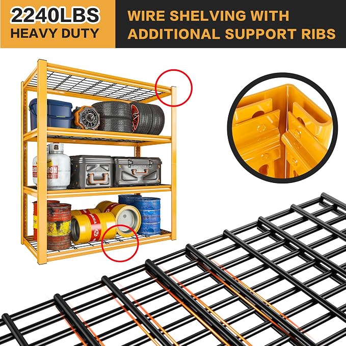 REIBII 40" W Garage Shelving 2240 LBS Storage Shelves Adjustable Heavy Duty - Image 6