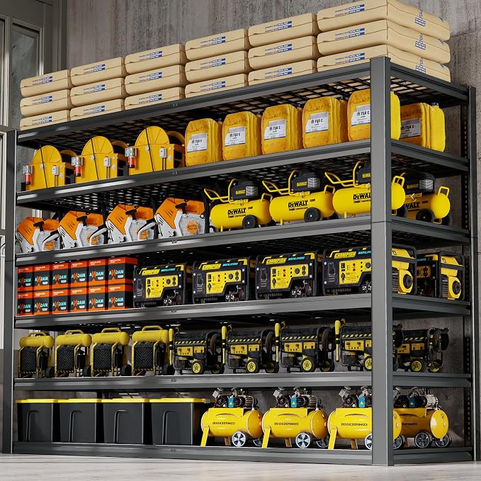 65" W Garage Shelving Heavy Duty, 6 Tier Garage Shelves, Adjustable Storage by PMKES