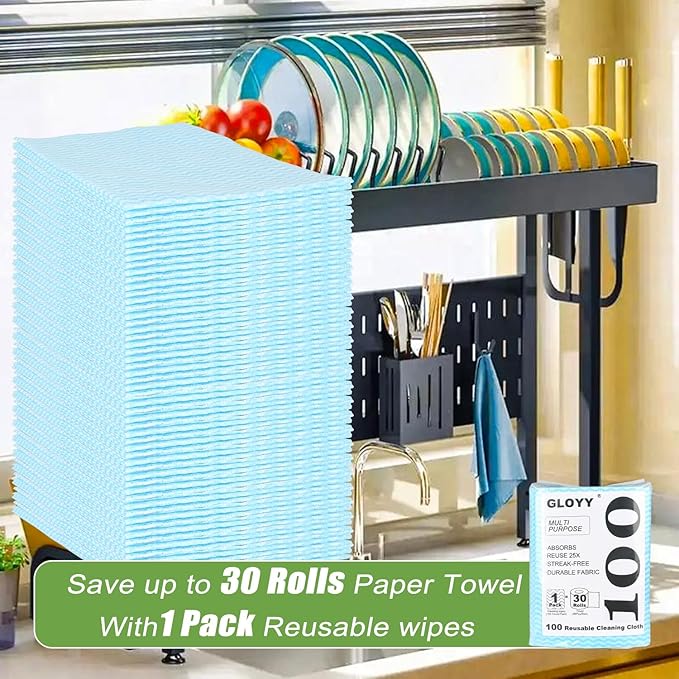 100 Count Disposable Cleaning Towels and Dish Cloths, Super Absorbent Dishcloths - Image 6