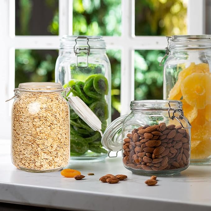 Clear Food Storage Jars 50oz Square, Airtight Glass Canister - Image 5