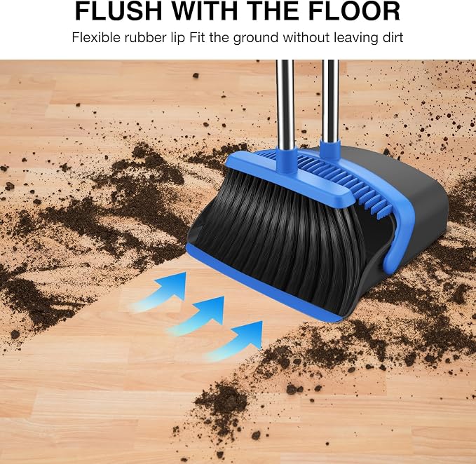 NACENA Broom and Dustpan Set, 52-in Long Adjustable Handle Broom Dustpan Combo - Image 5