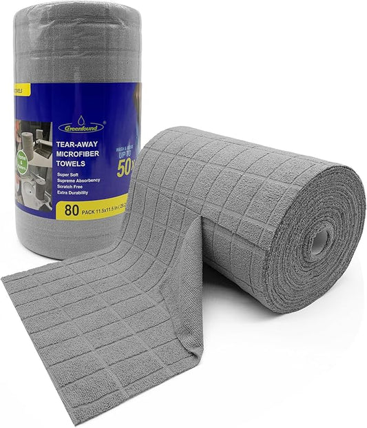 Greenfound Microfiber Cleaning Cloth Roll -80 Pack, Tear Away Towels by Greenfound