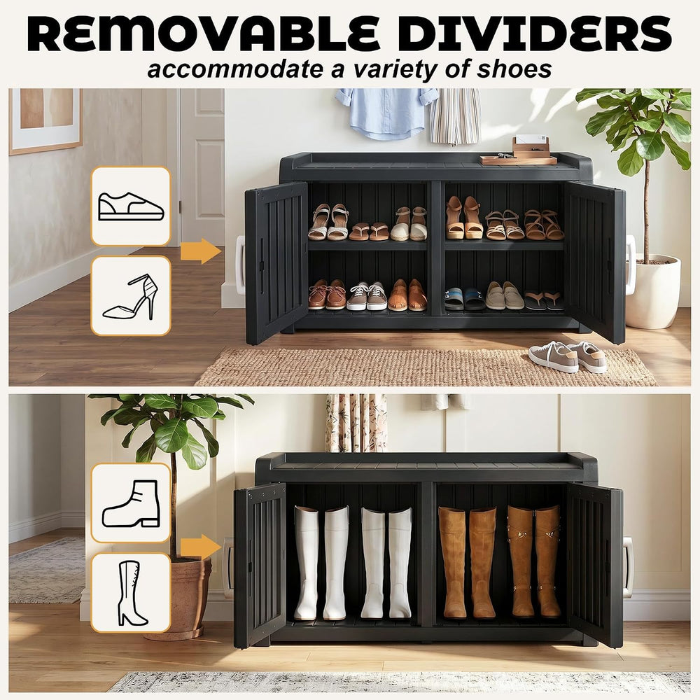 ROJIK Shoe Cabinet Waterproof UV-Resistant,Storage Bench Indoor Outdoor with ...