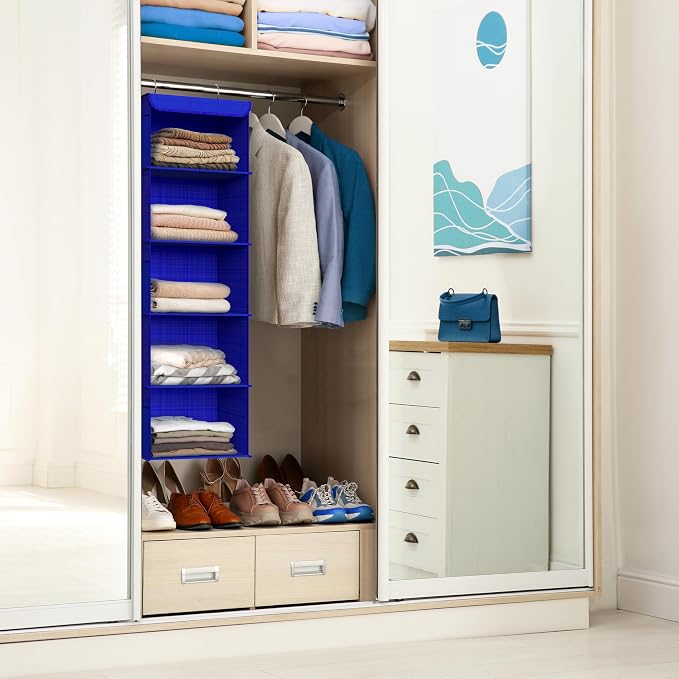 Simple Houseware 5 Shelf Hanging Closet Organizer, Dark Blue - Image 2