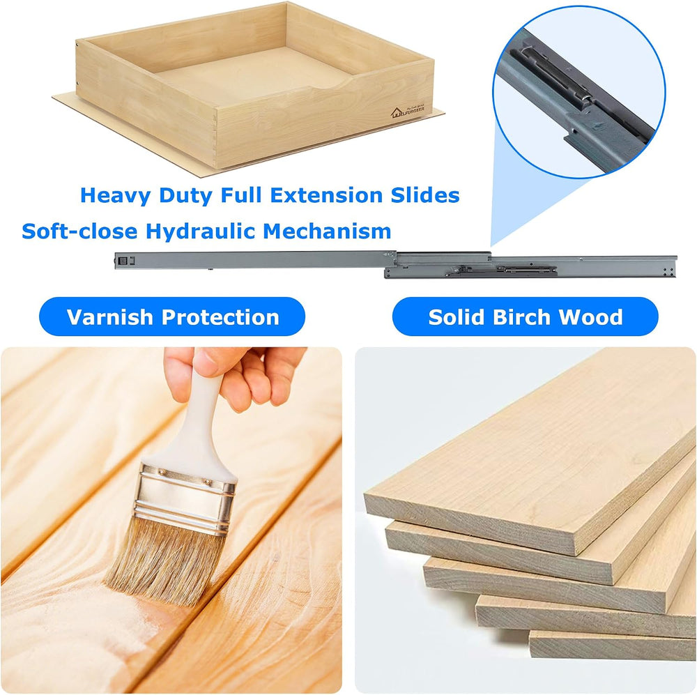 WelFurGeer Soft Close Pull Out Drawer for Kitchen Cabinets, 20" W x 21&q...