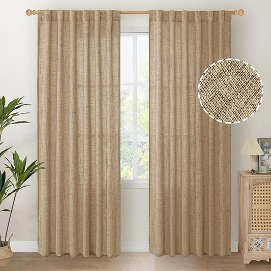 YoungsTex Toffee Linen Curtains 84 Inch Length 2 Panels by YoungsTex