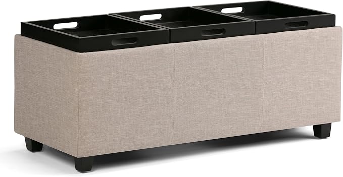 SIMPLIHOME Avalon 42 inch Wide Contemporary Rectangle Storage Ottoman in