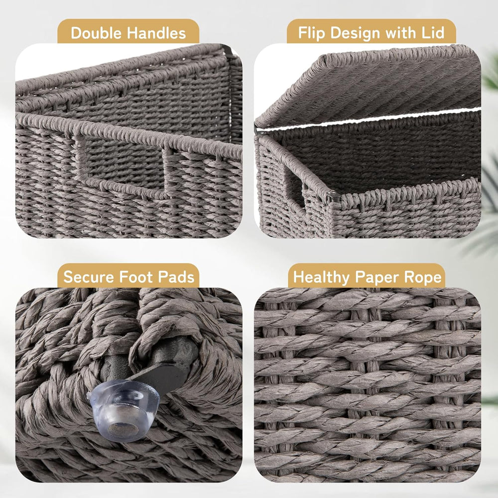 OIAHOMY Laundry Hamper with Lid, 90L(23.8 Gal) Large Wicker Laundry Basket fo...