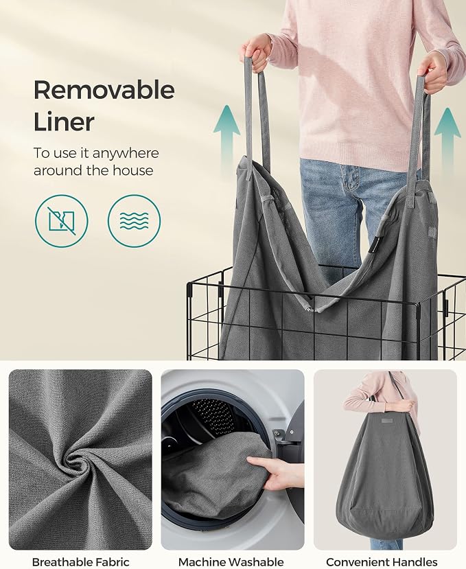 SONGMICS 29 Gal. Laundry Basket, Laundry Hamper, Collapsible Clothes Hamper - Image 7