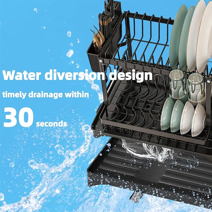 Dish Drying Rack, Stainless Steel Dish Rack, 2-Tier Kitchen Organizers - Image 6