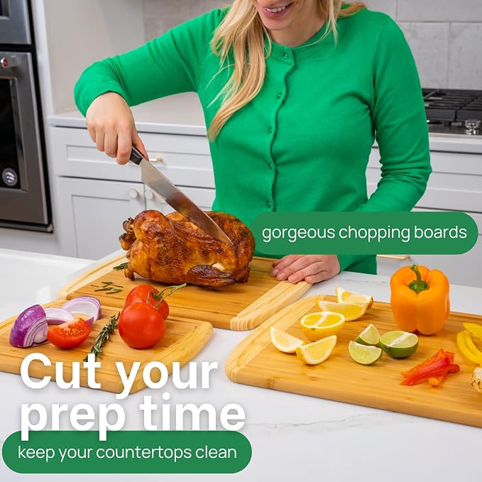 Extra Large Bamboo Cutting Board Set – Wood Cutting Boards - Image 7