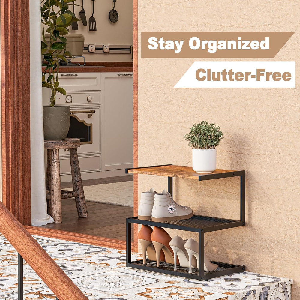 Small Shoe Rack for Entryway, 5-Shaped 3-Tier Shoe Storage Shelf