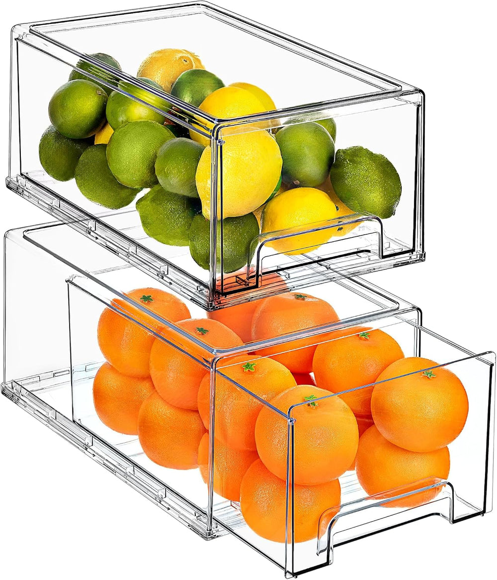 Sorbus Large Clear Storage Drawers – Stackable Pull-Out Storage Bins