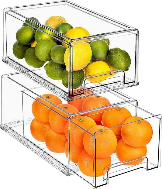 Sorbus Large Clear Storage Drawers – Stackable Pull-Out Storage Bins by Sorbus