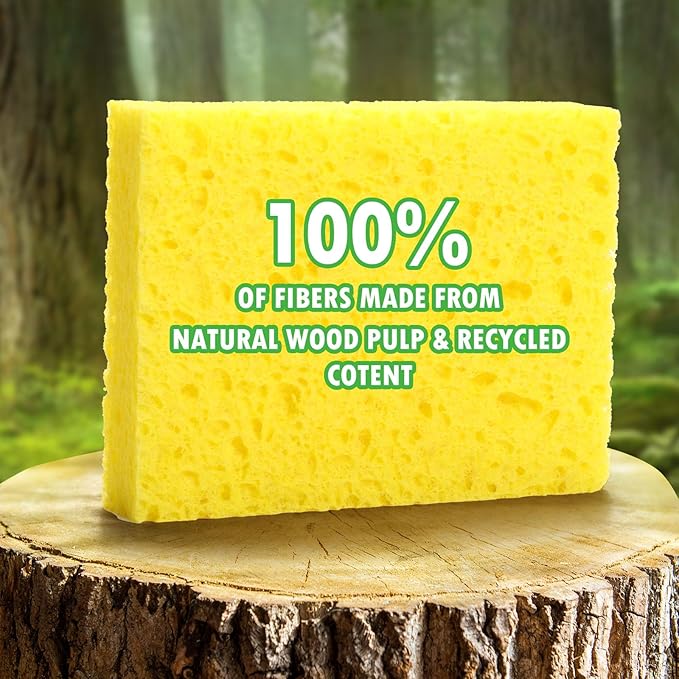 12 Counts Multipurpose Kitchen Sponges Pack Compostable Biodegradable - Image 2