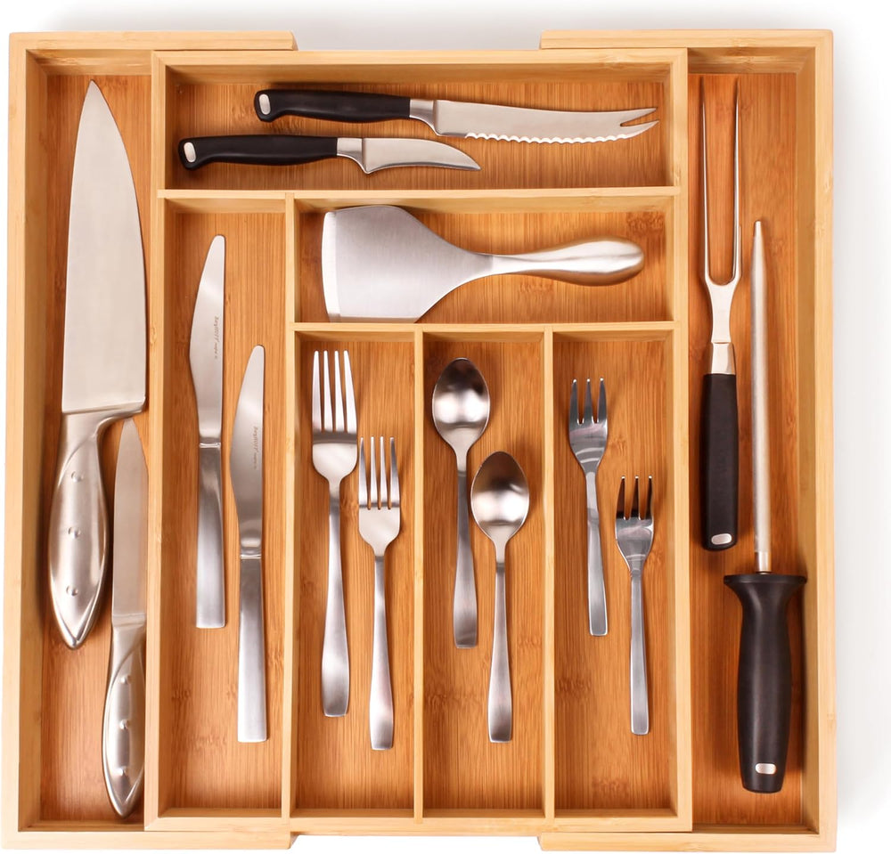 BergHOFF Bamboo 8-Slot Expandable Flatware Organizer Fits Most Kitchen Drawer...