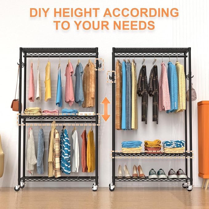 Clothes Rack, Clothing Racks for Hanging Clothes, 3 Tiers Adjustable Garment - Image 5
