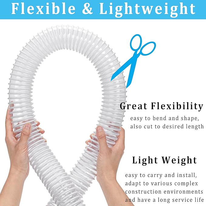 Dust Collection Hose 1-1/2 in × 10 ft Heavy Duty Clear Flexible PVC Reinforced - Image 4