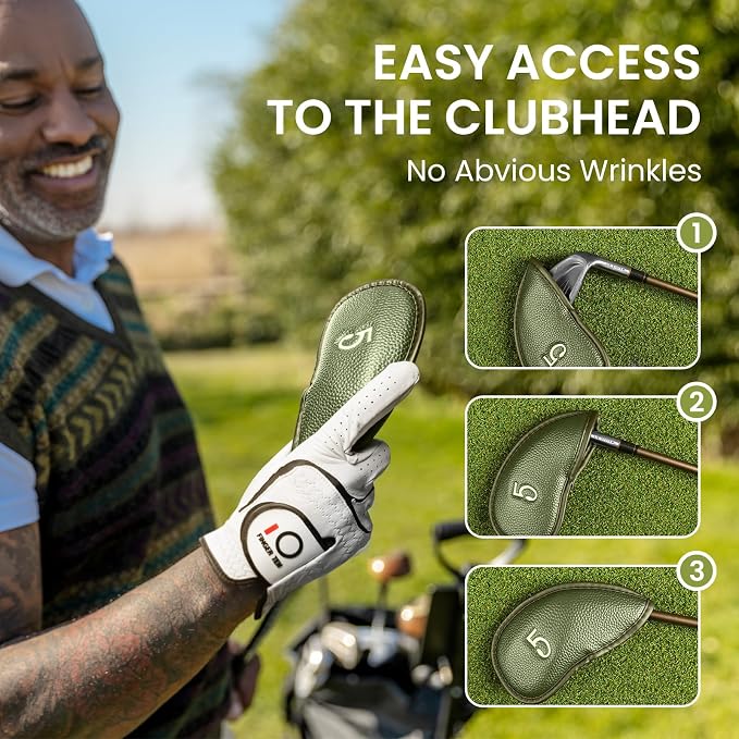 FINGER TEN Premium Synthetic Leather Stylish Iron & Wedge Golf Head Covers - Image 4