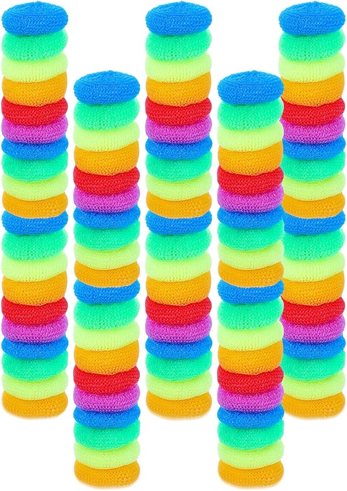 100 Pcs Plastic Dish Scrubbers, Reusable Non-Scratch Nylon Scouring Pads Bulk by SeewtLice