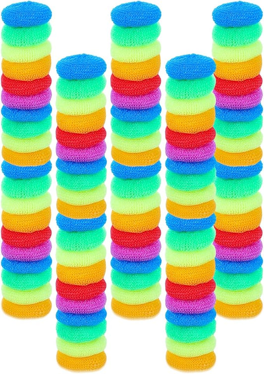 100 Pcs Plastic Dish Scrubbers, Reusable Non-Scratch Nylon Scouring Pads Bulk by SeewtLice