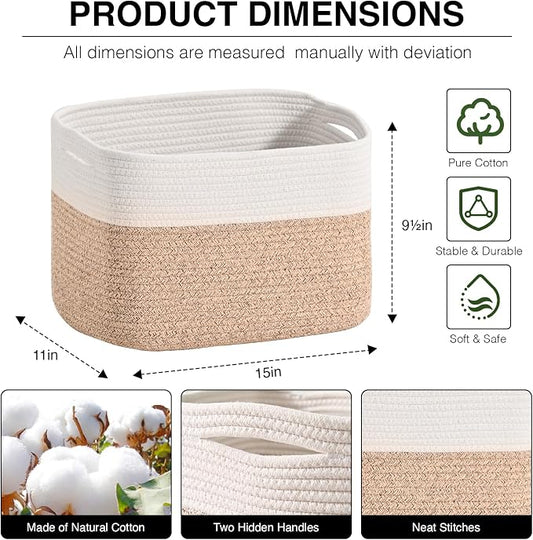 Woven Cotton Rope Storage Basket - Image 2