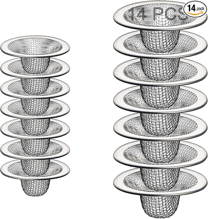 14PCS Drain Mesh Basket, 2.125'' & 2.75" Bathroom Mesh Sink Drain Strainer by Beyoslf