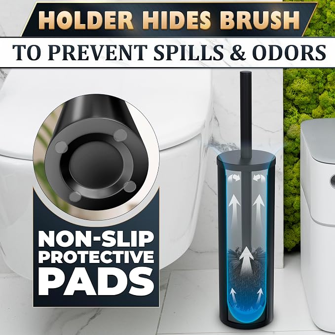 Black Toilet Brush and Holder Set - Image 5