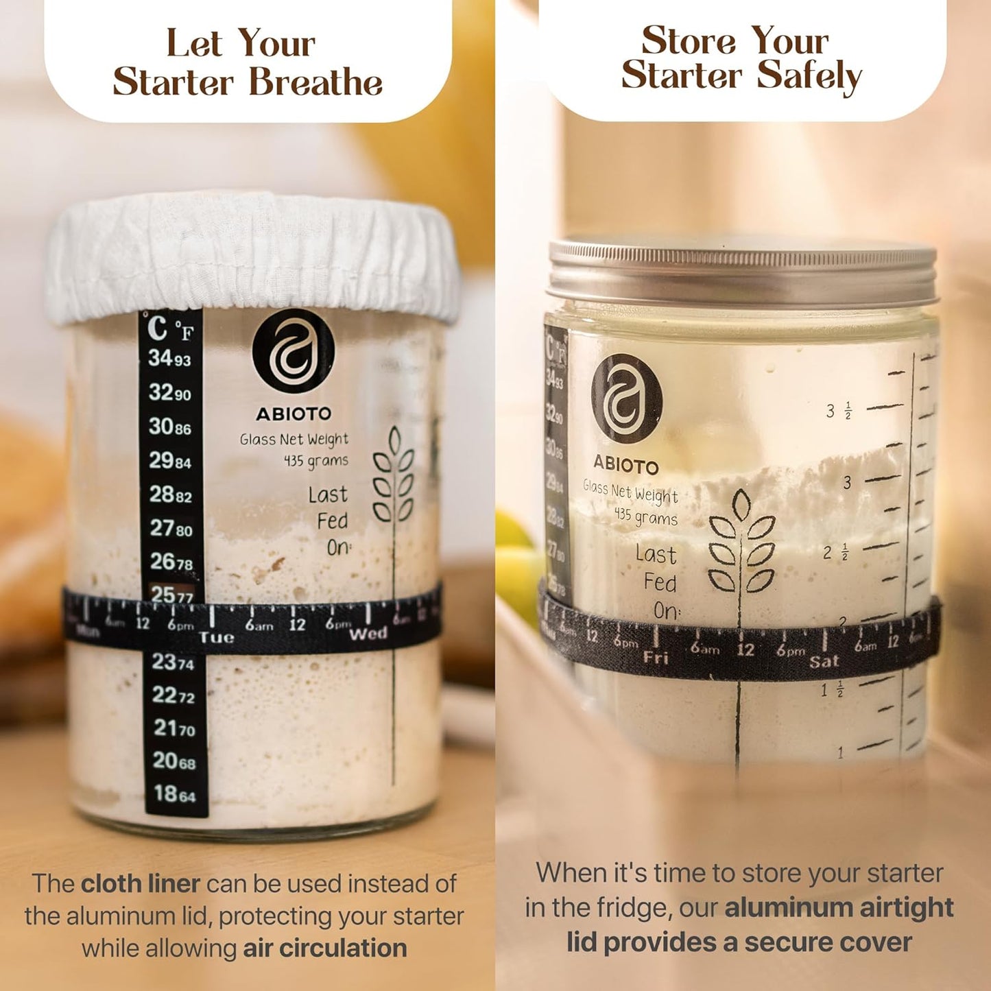 Sourdough Starter Kit with 10" Round & 11" Oval Banneton Proofing Basket and 34oz Starter Jar - Beginner-Friendly Sourdough Bread Baking Supplies and Baking Gifts for Women, Men, and Bread Bakers