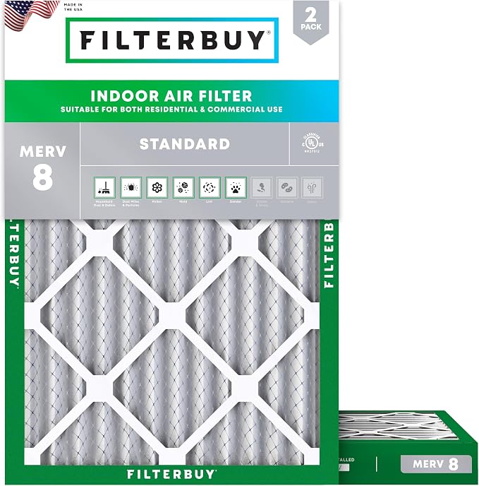 Filterbuy 17x22x2 Air Filter MERV 8 Dust Defense Replacement, Electrostatic by Filterbuy