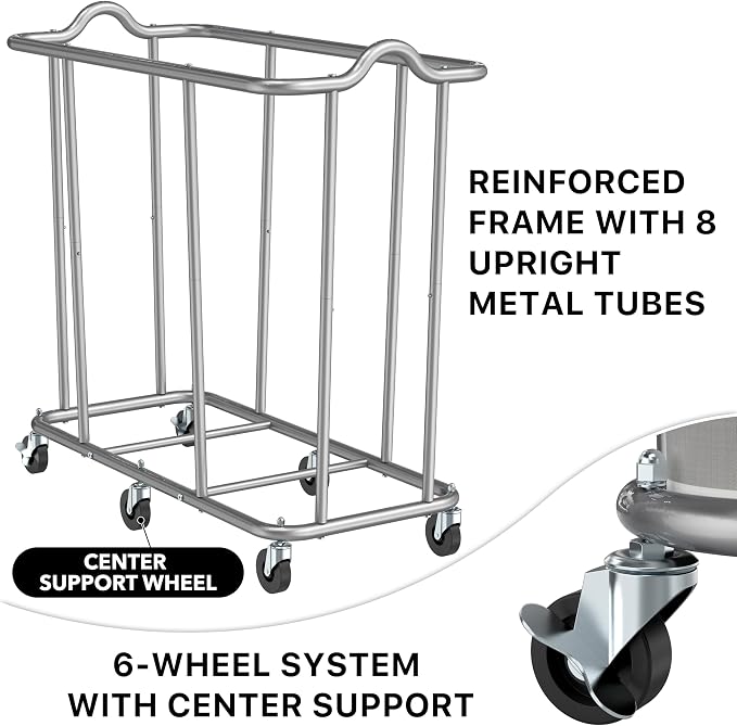Simple Houseware Extra Large Rolling Laundry Cart – Heavy Duty Hamper - Image 3