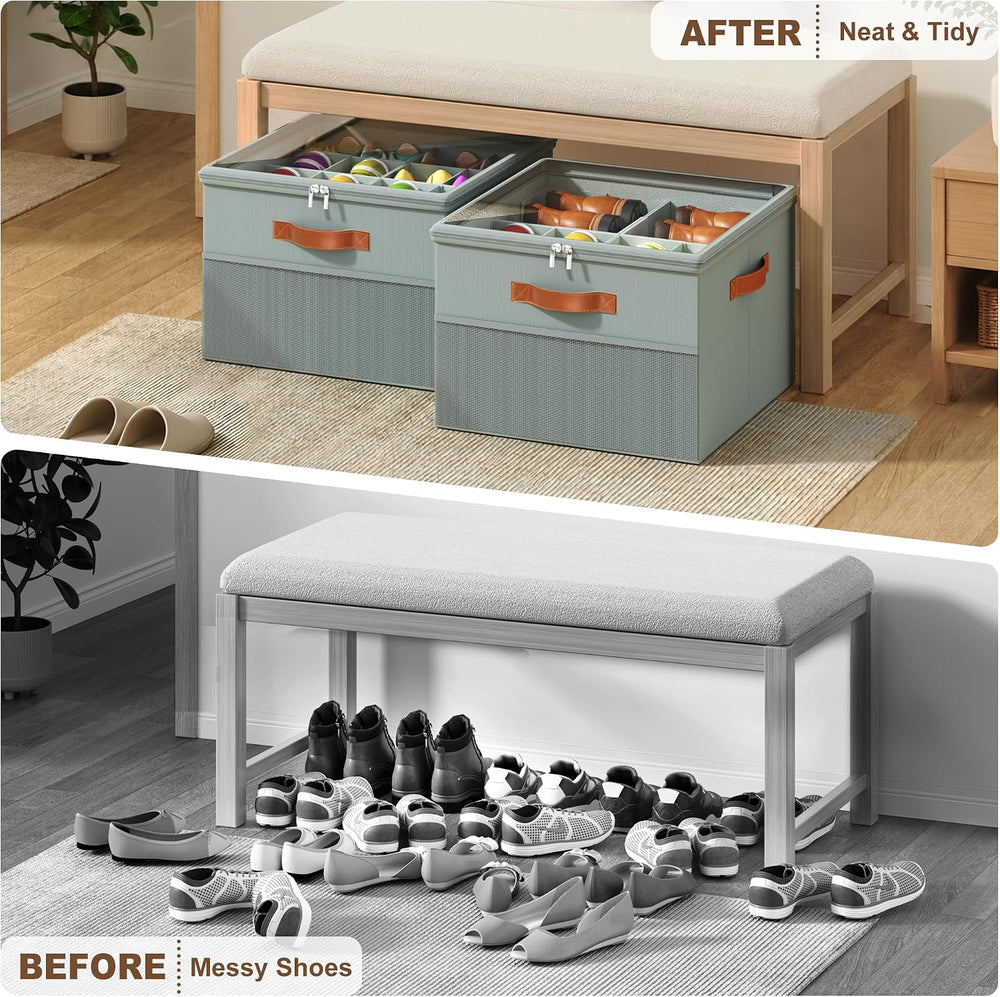 Shoe Organizer for Closet,2 Pack Foldable Shoe Storage Organizer Box Bin with...