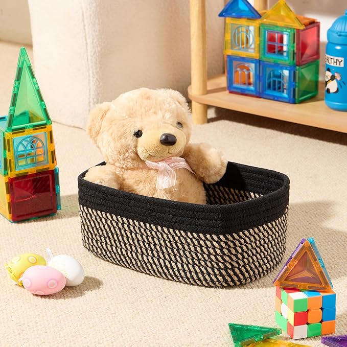 Small Storage Baskets for Organizing | Closet Organizer Bins | Shelf Toy Basket - Image 4