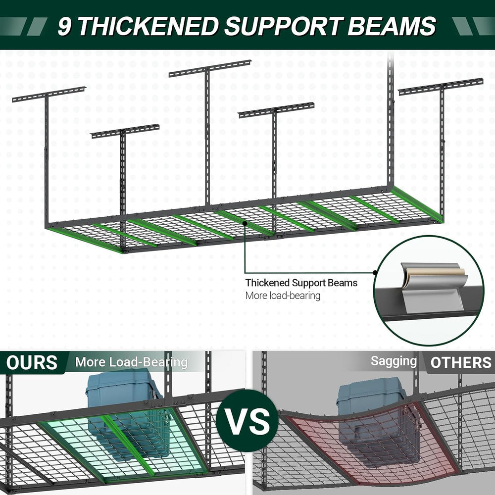 3x8 FT Overhead Garage Storage Rack,750LBS Weight Capacity