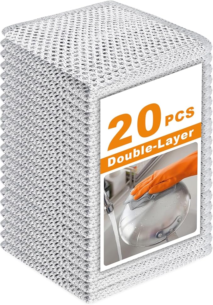 20 Pcs New Upgrade 3-Layer Metal Dish Cloth, No Scratches Wire Cleaning Cloth by INFICRIME