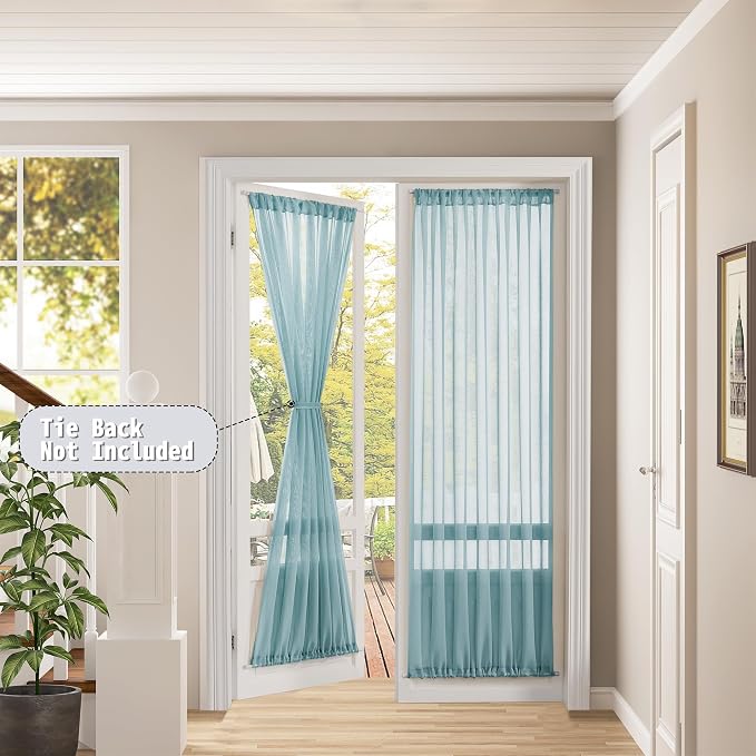 Tollpiz Sheer Door Curtain Closet Linen Textured Curtain Sheers Doorway Light - Image 2