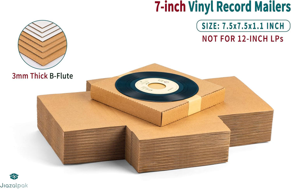 7-inch 45 RPM Record Mailers, 7.5x7.5x1.1 inch Shipping Boxes