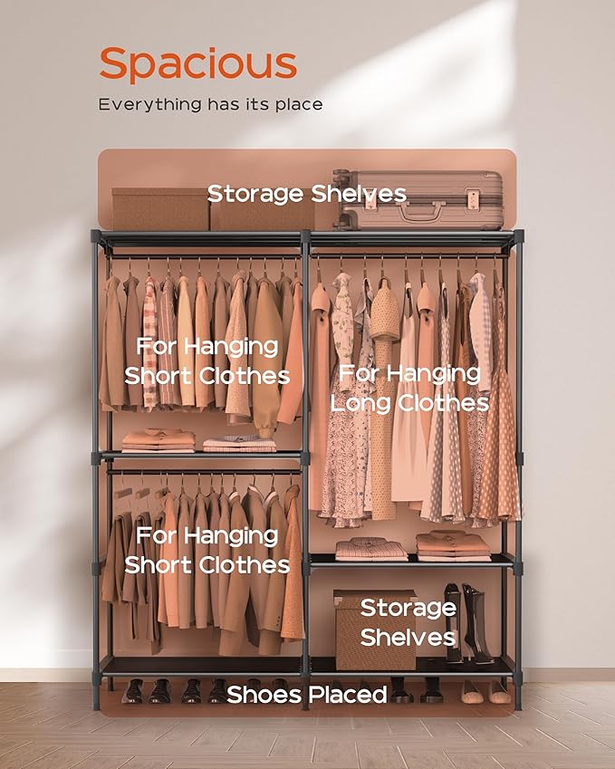 Clothes Rack, Portable Closet, 54.3 Inch Large Capacity Wardrobe Closet - Image 4