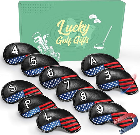 FINGER TEN Golf Club Covers for Irons Magnetic Value 11 Pack, Synthetic Leather by FINGERTENSport