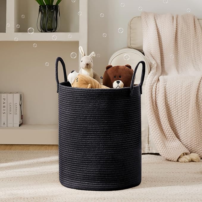 YOUDENOVA Woven Rope Laundry Hamper Basket, 58L Tall Laundry Basket, Baby - Image 2