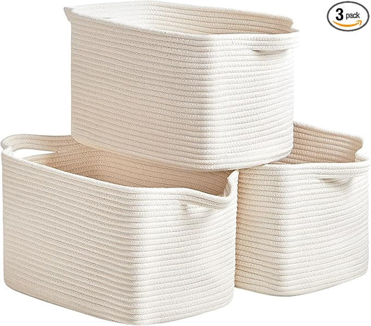 Cotton Rope Storage Basket 15"x10"x9" – Fabric Storage Bins by RRUNKA