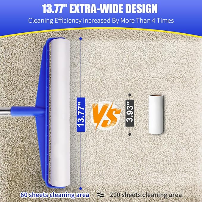 COBETE 13.77" Large Extra Sticky Lint Roller, 69.88" Long Handle Lint Remover - Image 2