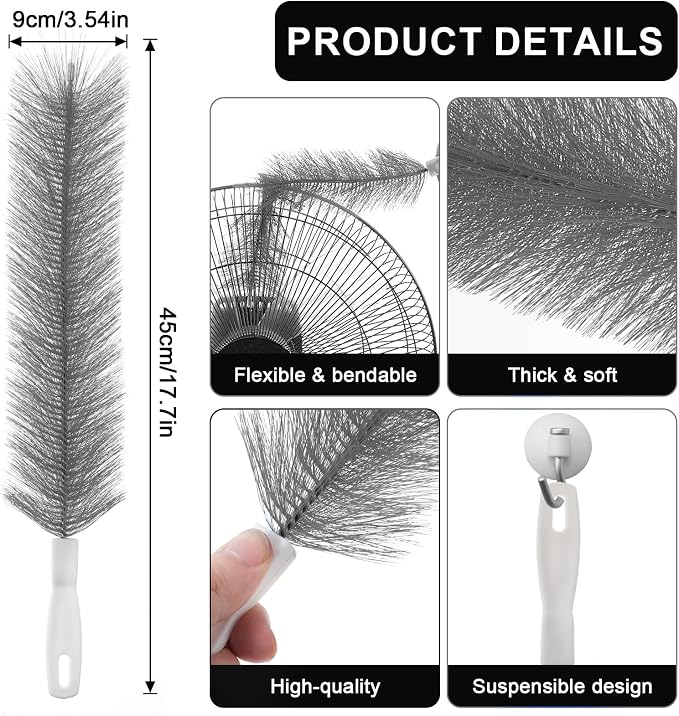 2 Pcs Fan Cleaner Brushes, Bendable Fan Cleaning Brush Cobweb Duster Set - Image 2